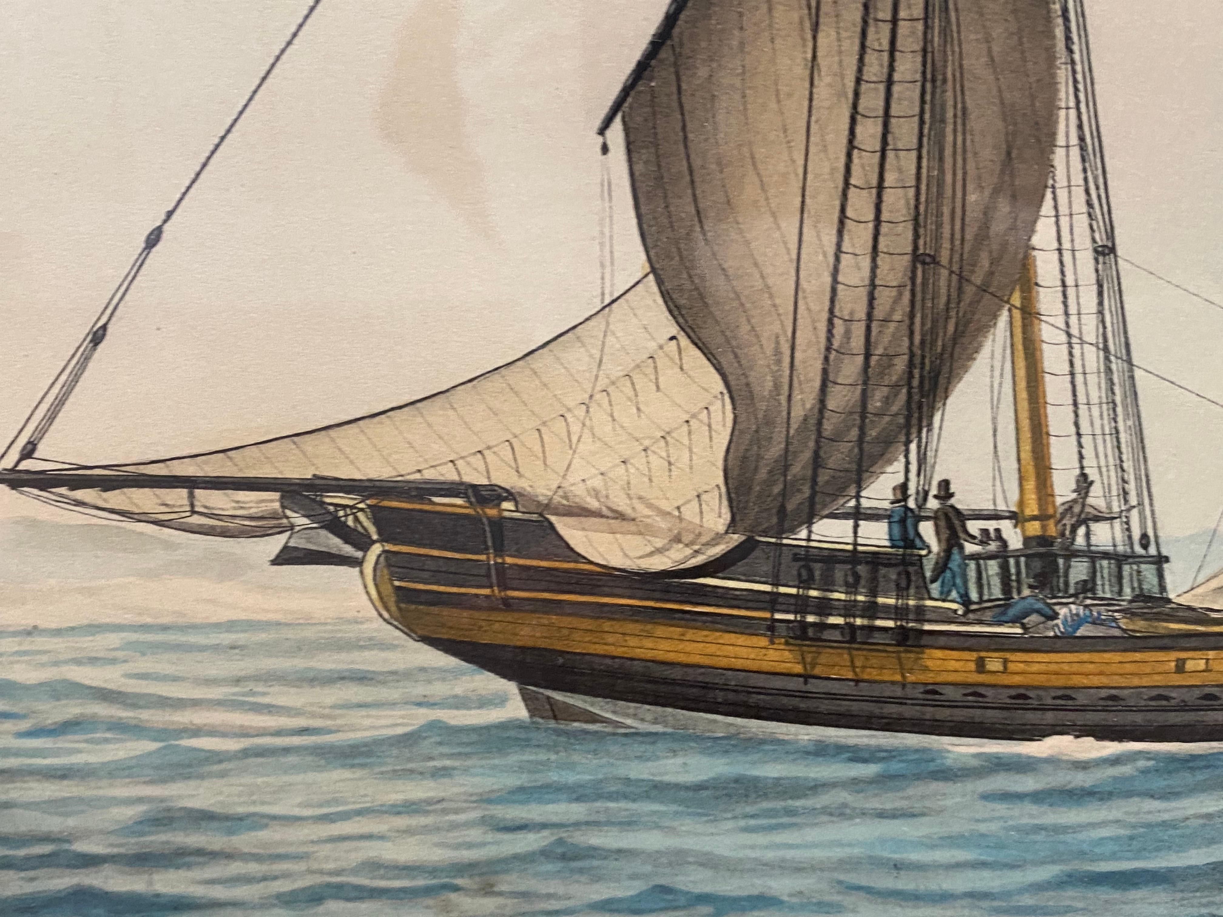 Estampa marítima de la Goleta Lydia pintada por Nicholas S. Cammillieri en Bueno Estado en Southampton, NY