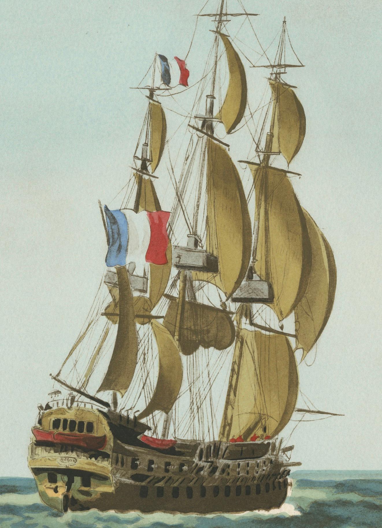 Maritimer Gruß: The Elegance of 18th-Century Naval Grace, um 1920 (Frühes 20. Jahrhundert) im Angebot