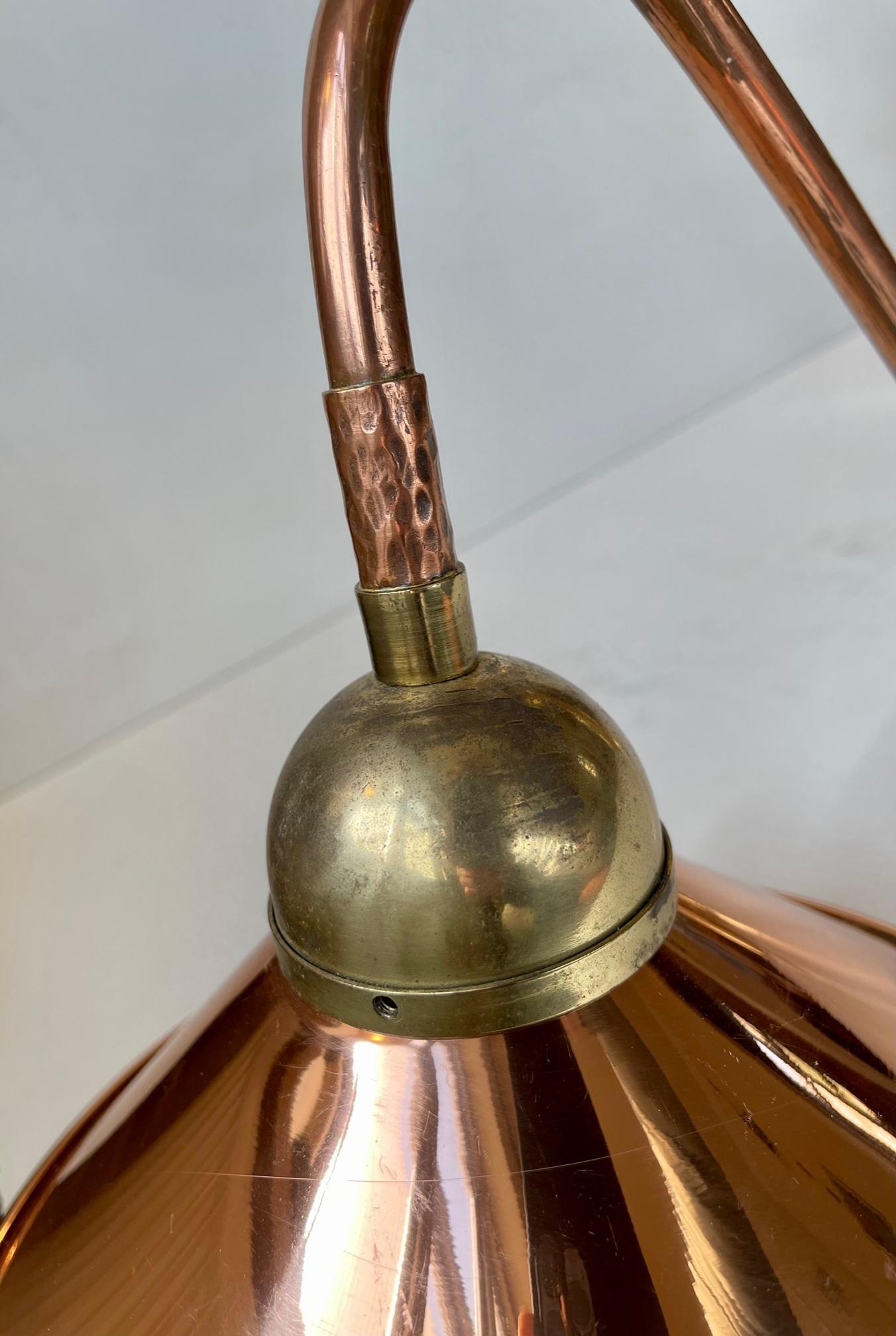 Maritime Scandinavian Swing Arm Wall Lamp in Brass & Copper, 1970s In Good Condition In Esbjerg, DK