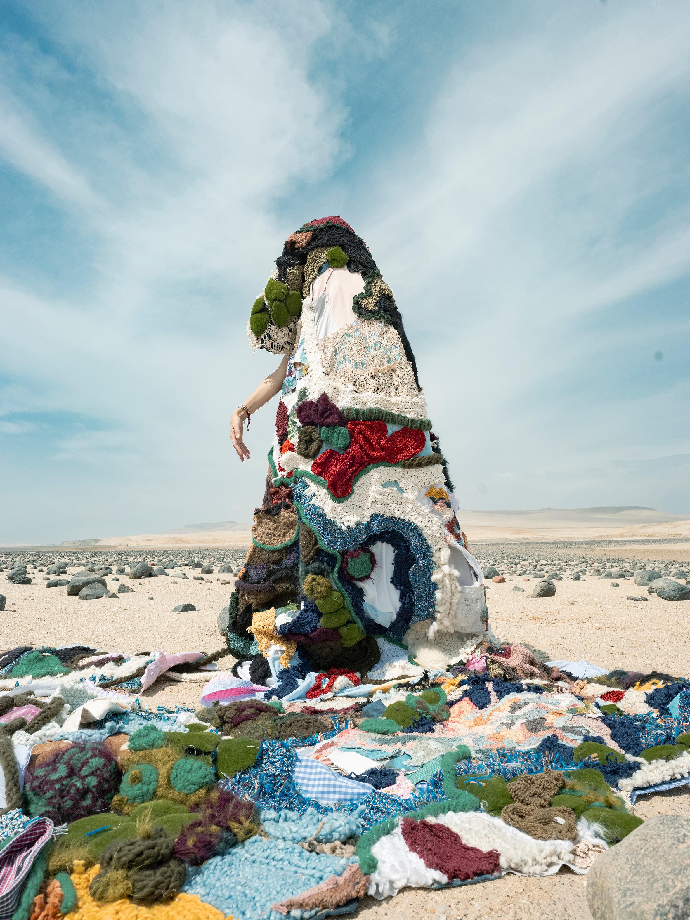 "A Tajo Abierto Paracas II" photograph, embroidery, desert, nature
