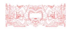 Imprimé "Ejercicios hacia Paracas", rouge et blanc, motif