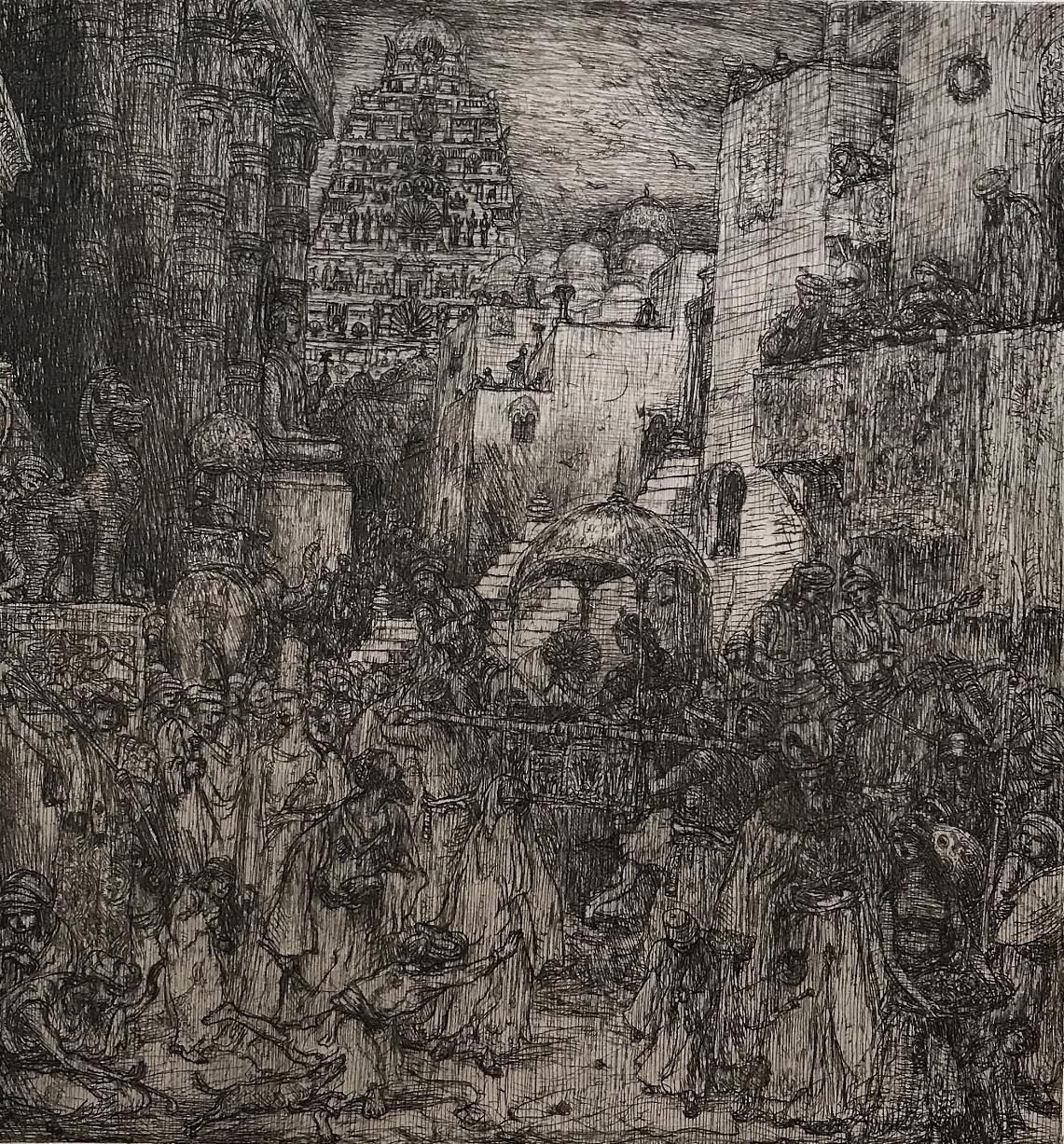 Entry of a Queen - Black Figurative Print by Marius Bauer