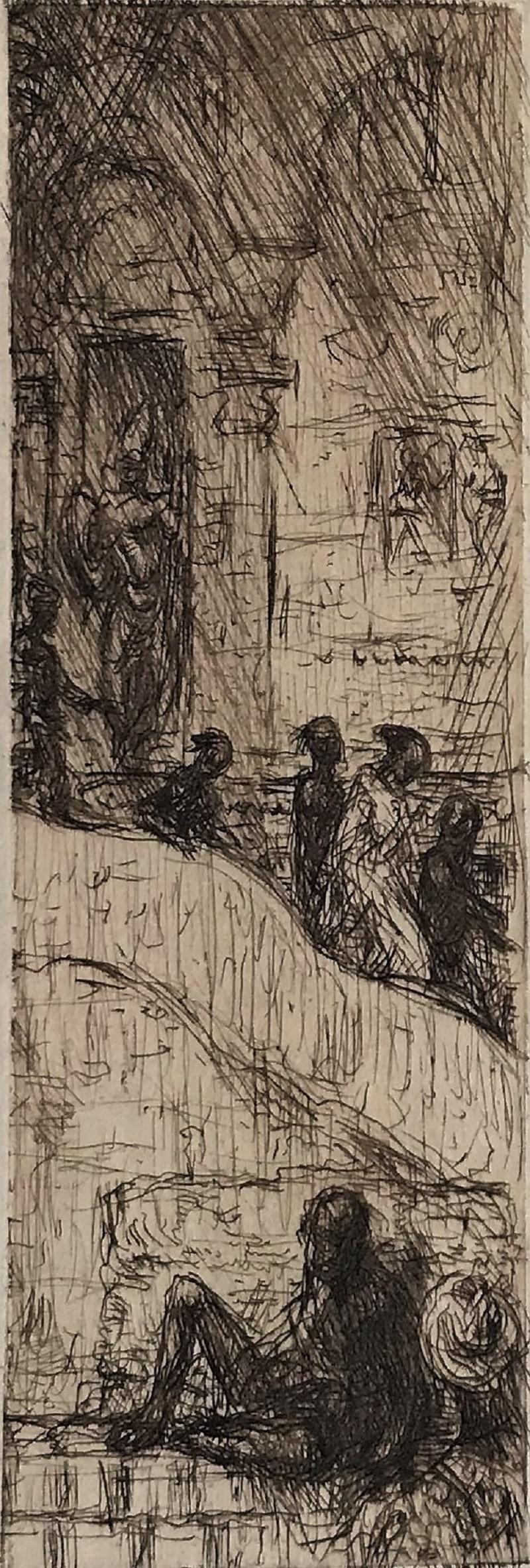 Temple at Tanjore. c. 1929. Etching. Wisselingh 272. 6 x 2 (sheet 9 1/8 x 5 3/4.) Edition probably 100, number 37. A rich impression printed on Japanese mulberry paper with full margins. Initiated and annotated 'No 37' in pencil by the artist.
