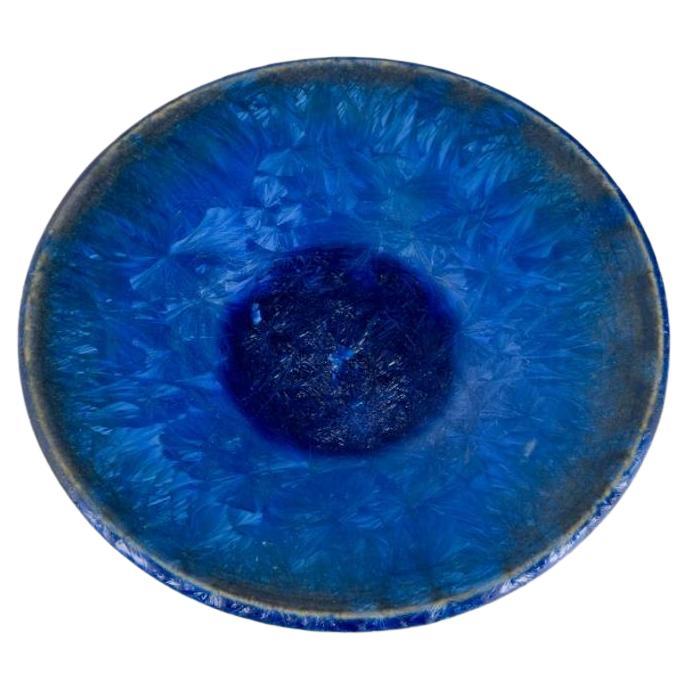Marius Bessone for Vallauris. Unique ceramic bowl in crystalline glaze.