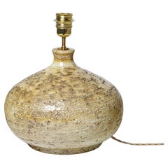 Marius Bessone grande lampe de table en céramique jaune design du 20e siècle Vallauris