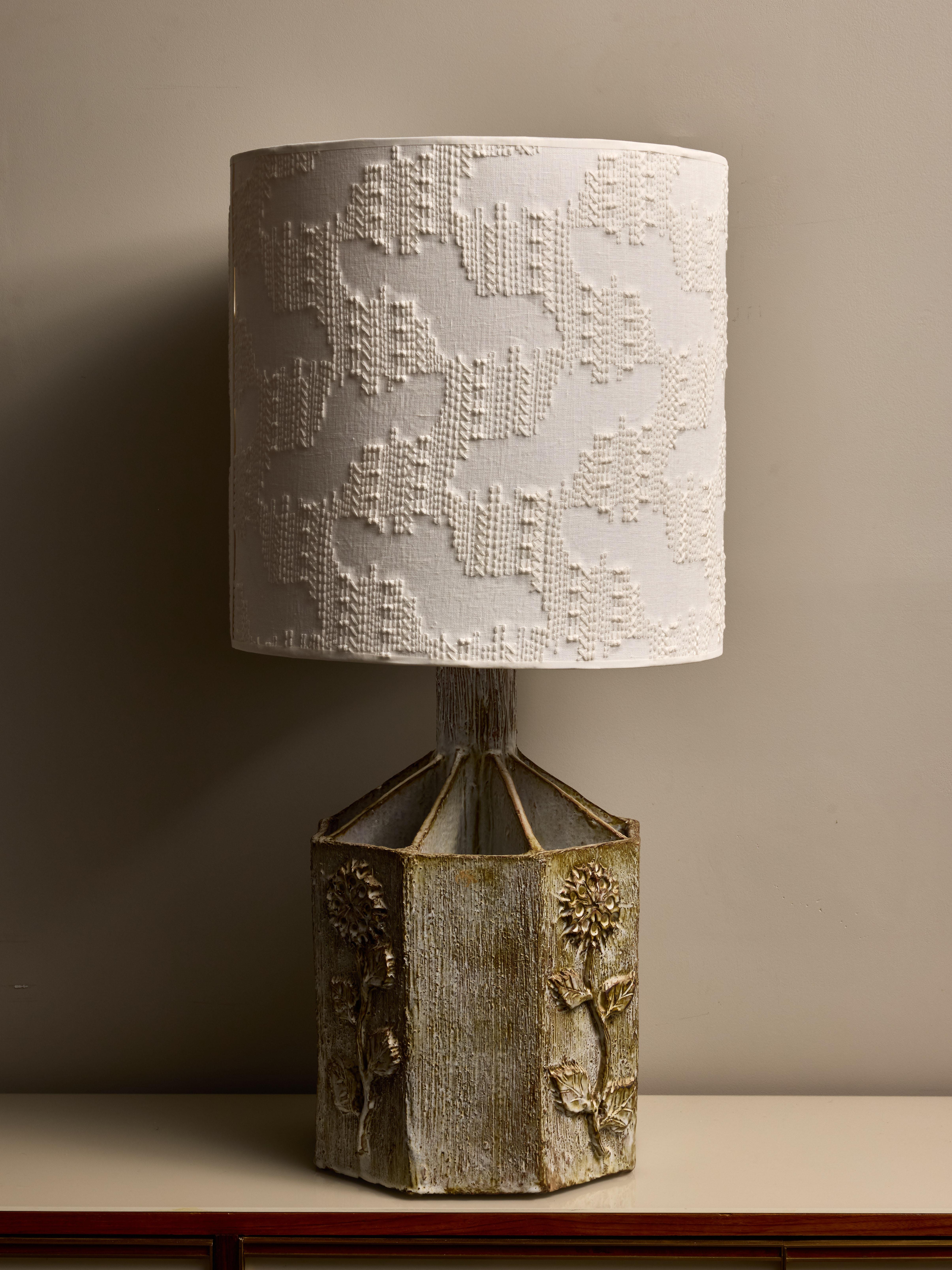 Mid-Century Modern Marius Bessone Octogonal Ceramic Table Lamp