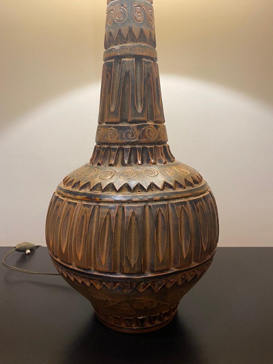 Marius Bessone Vallauris Ceramic Lamp, 1950 In Good Condition For Sale In Saint Rémy de Provence, FR