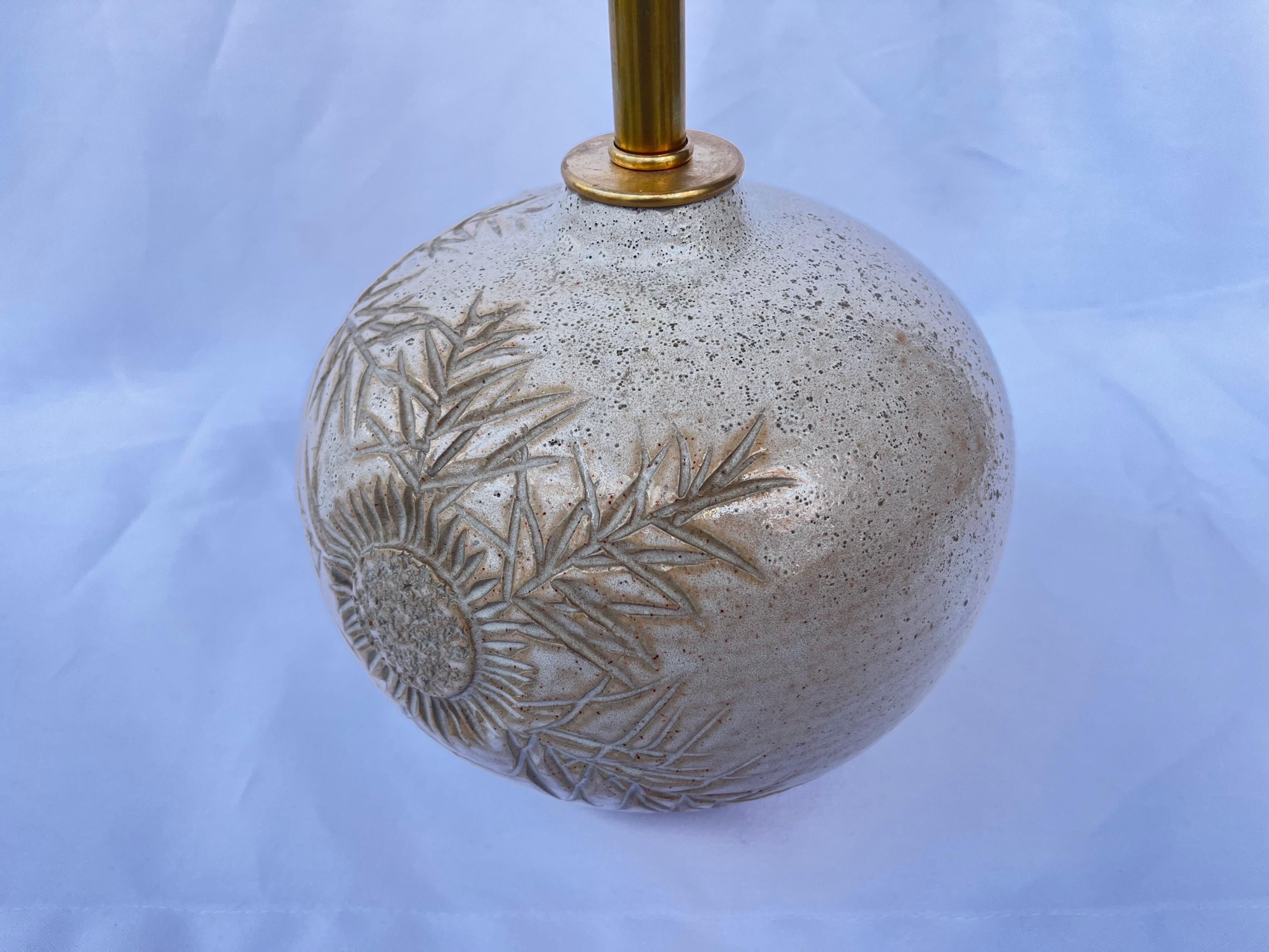 Marius Bessone Vallauris Floral Design Ceramic Vessel Table Lamp Signed Inscribe 3