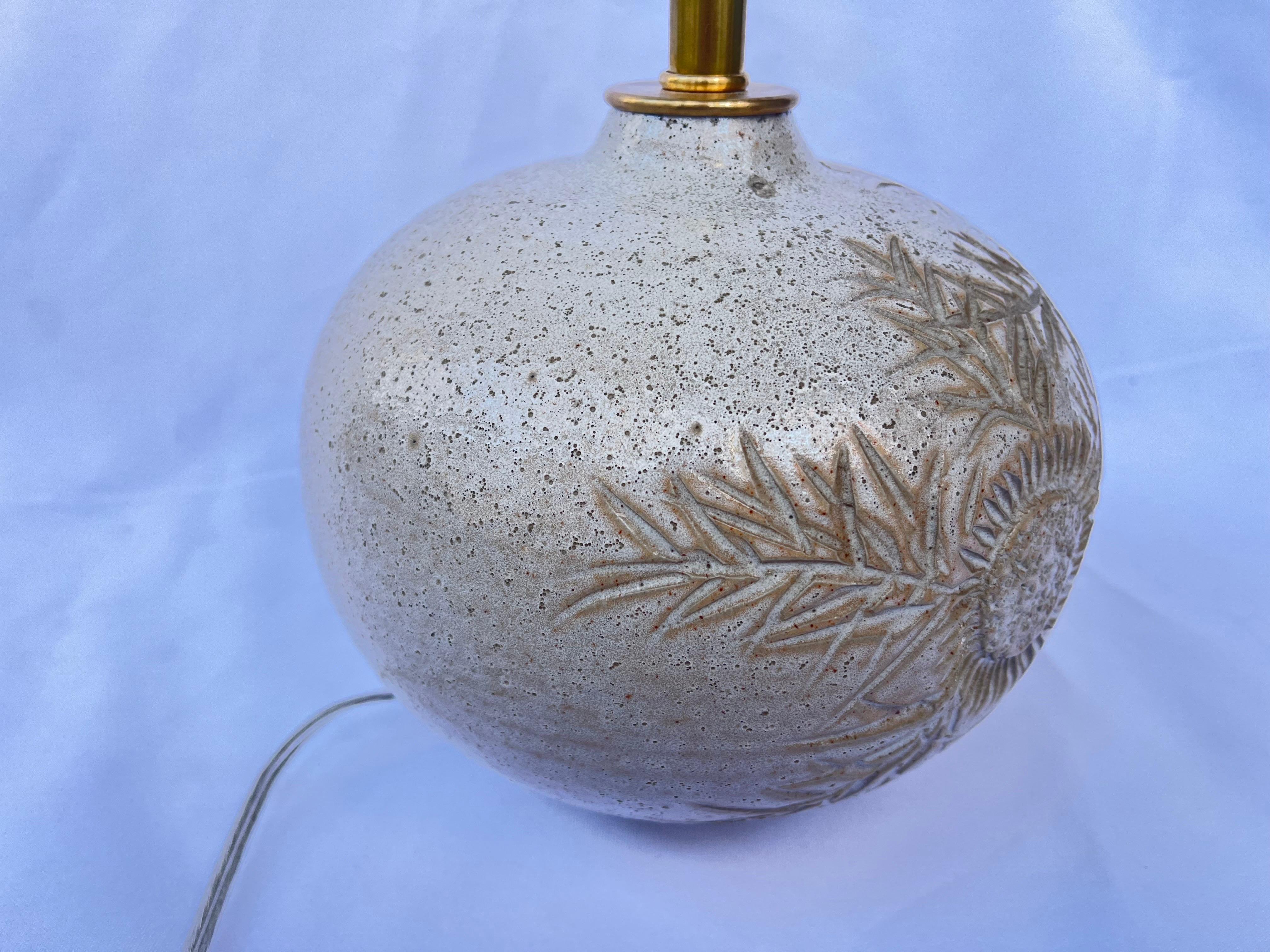 Marius Bessone Vallauris Floral Design Ceramic Vessel Table Lamp Signed Inscribe 1