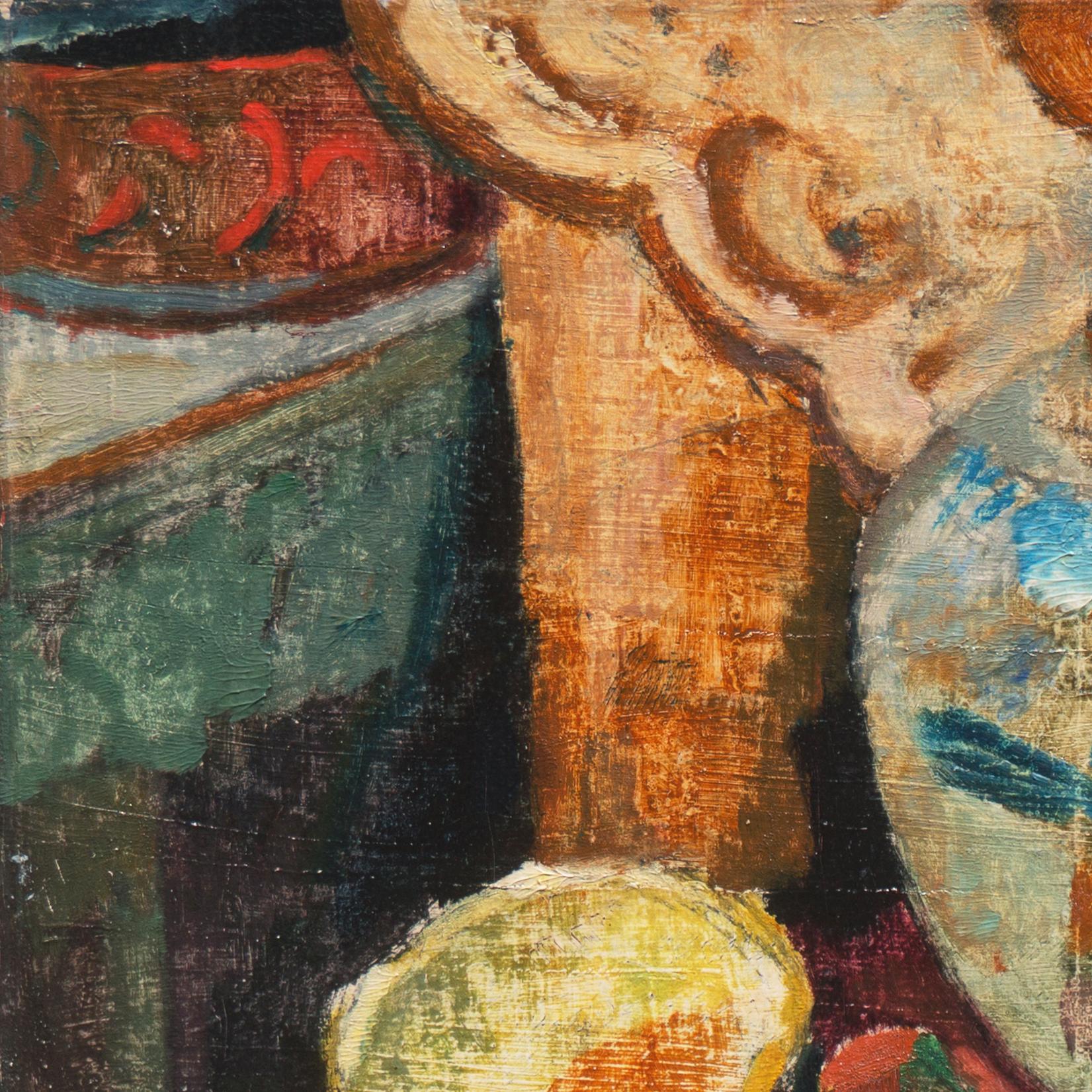 'Still Life, Ceramic Vase & Creamer Cup', France, Copenhagen, Nuremberg, Odense - Post-Impressionist Painting by Marius Bomund