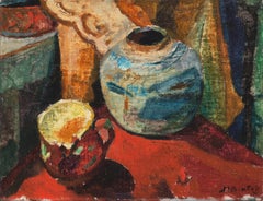 Natura morta, vaso di ceramica e coppa di panna", Francia, Copenaghen, Norimberga, Odense