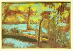 TheLake - Tempera on Cardboard by Marius Carion - 1940s