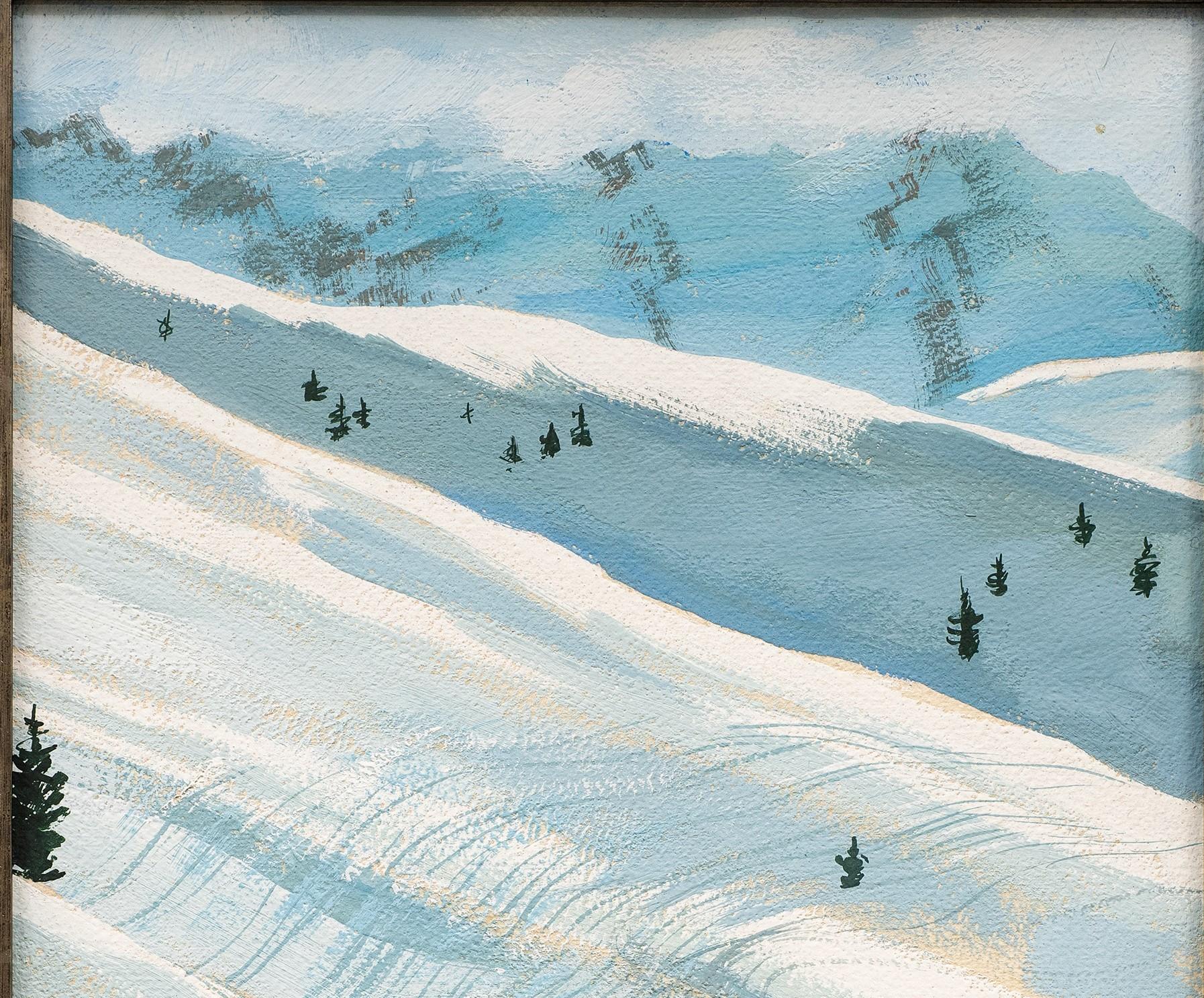 First Tracks at Courchevel, Französische Alpen, von Marius Chambon (Franzose, 1876-1962) im Angebot 2