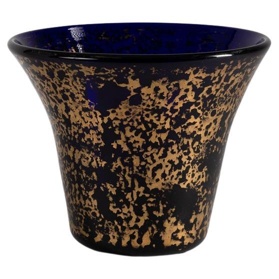 Marius-Ernest Sabino, Cobalt Blue and Gold Glass Vase, France, Circa 1930