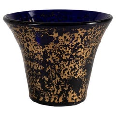 Marius-Ernest Sabino, Cobalt Blue and Gold Glass Vase, France, Circa 1930