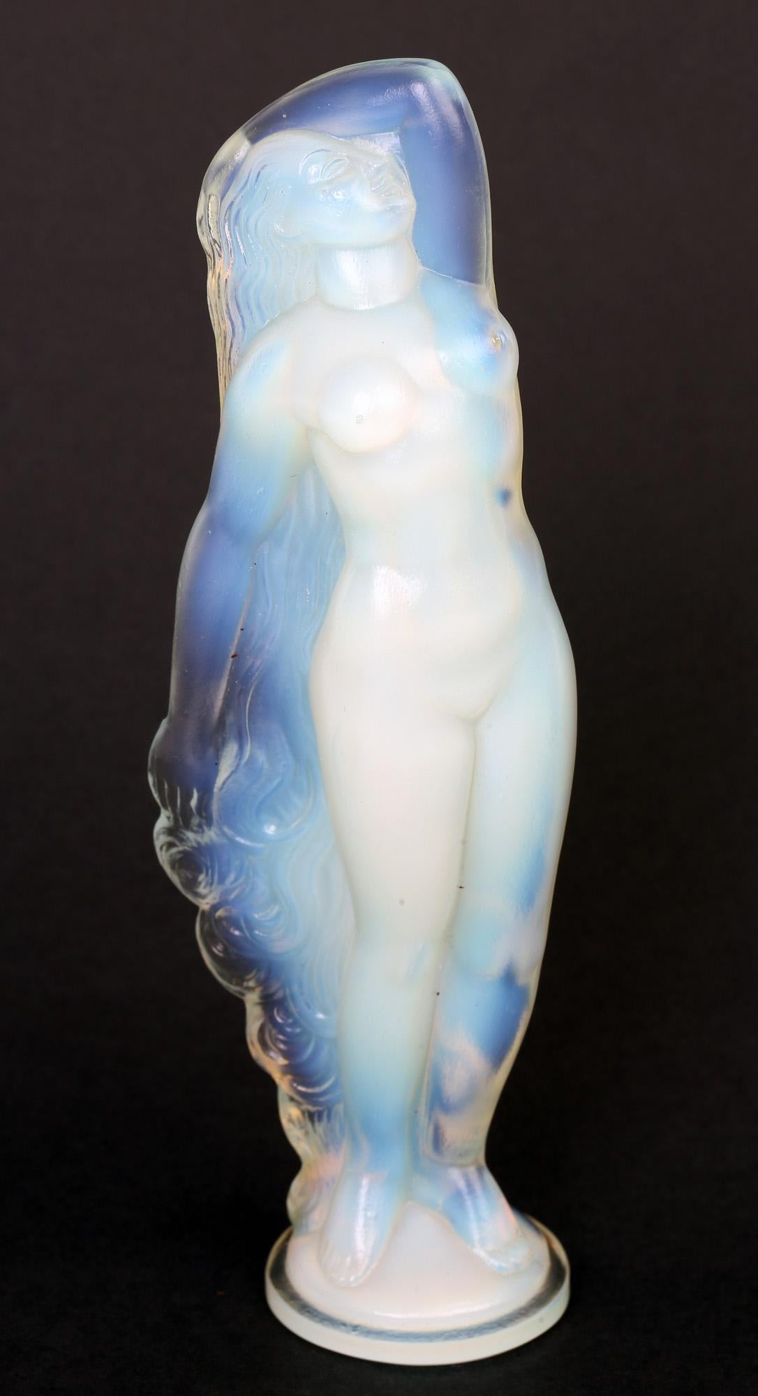 Marius Ernest Sabino French Art Deco Opalescent Glass Nude Figure For Sale 4