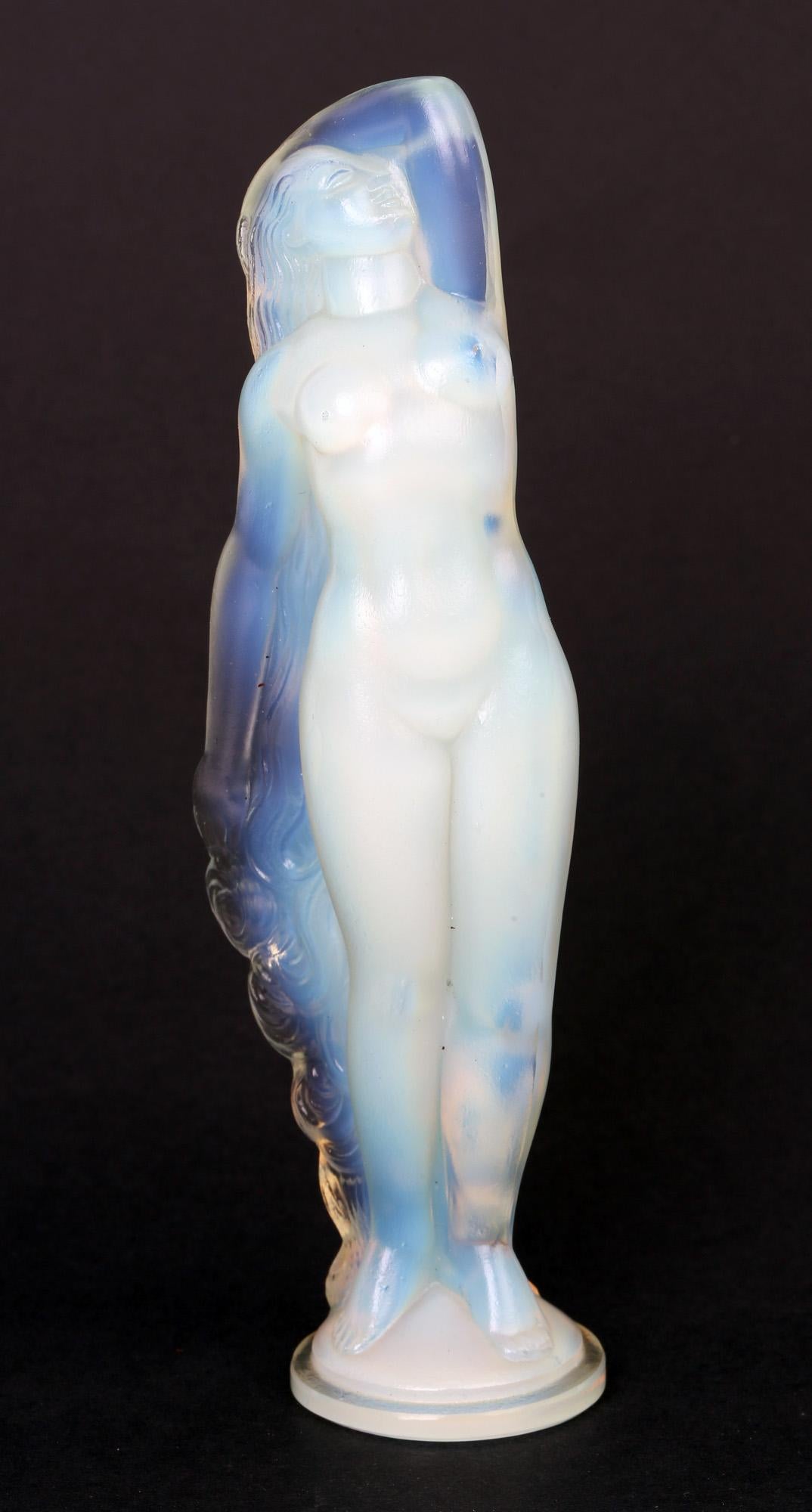 Marius Ernest Sabino French Art Deco Opalescent Glass Nude Figure For Sale 6