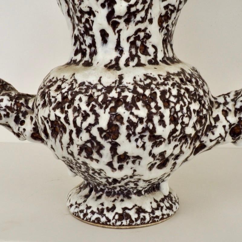 Mid-20th Century Marius Giuge for Vallauris Lava Glazed Amphora Vase 1950