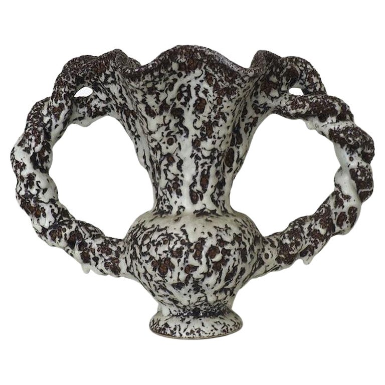 Marius Giuge for Vallauris Lava Glazed Amphora Vase 1950