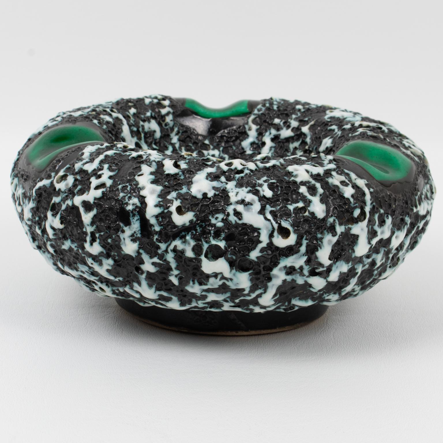 Mid-Century Modern Marius Giuge, Vallauris Lava Ceramic Cigar Ashtray Desk Tidy Catchall Vide Poche For Sale
