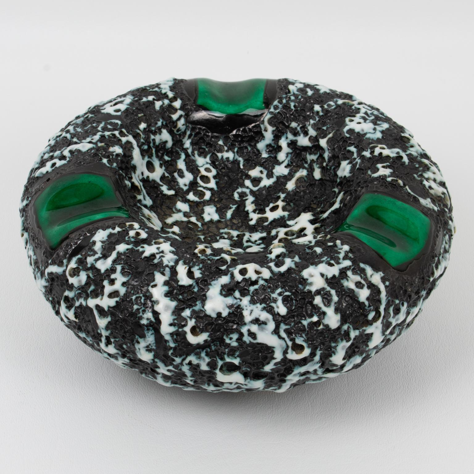 French Marius Giuge, Vallauris Lava Ceramic Cigar Ashtray Desk Tidy Catchall Vide Poche For Sale