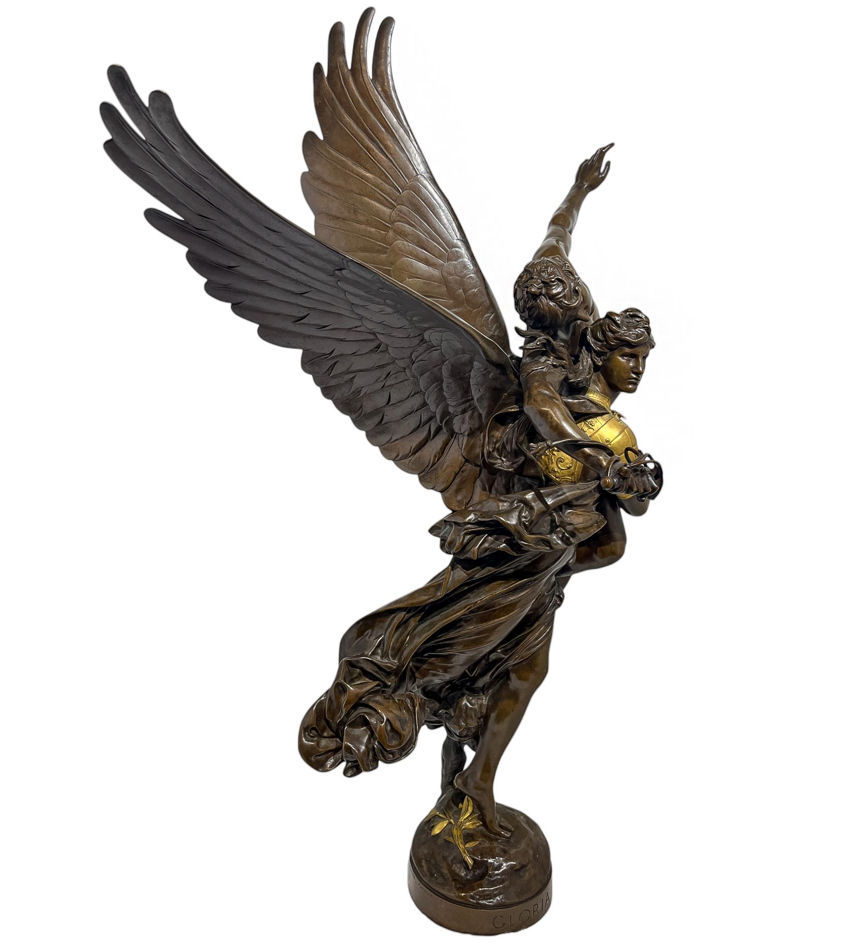 Escultura figurativa de bronce de Gloria Victis de Antonin Mercié en venta 9
