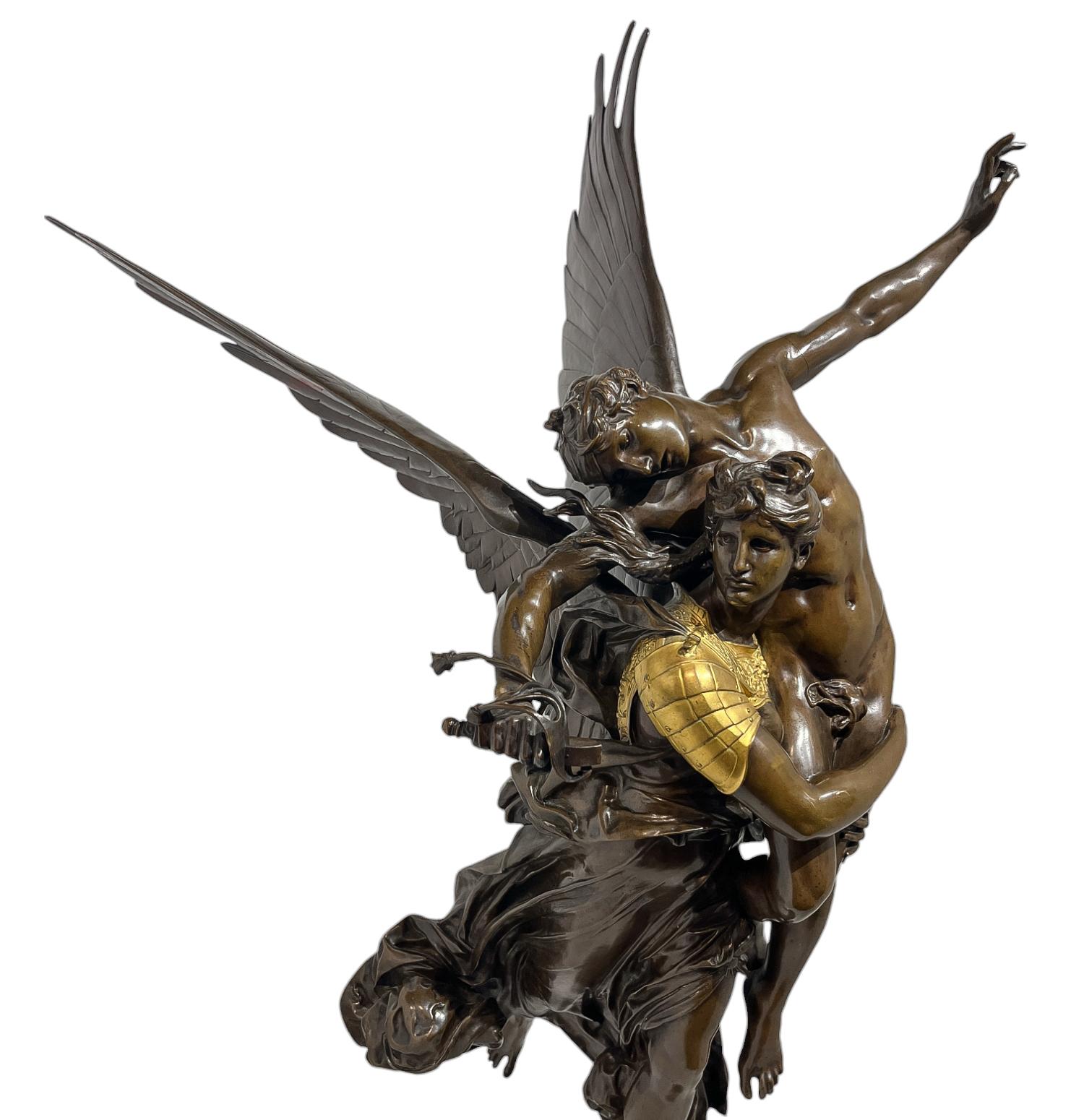 Escultura figurativa de bronce de Gloria Victis de Antonin Mercié - Figurative Sculpture Oro de Marius Jean Antonin Mercié