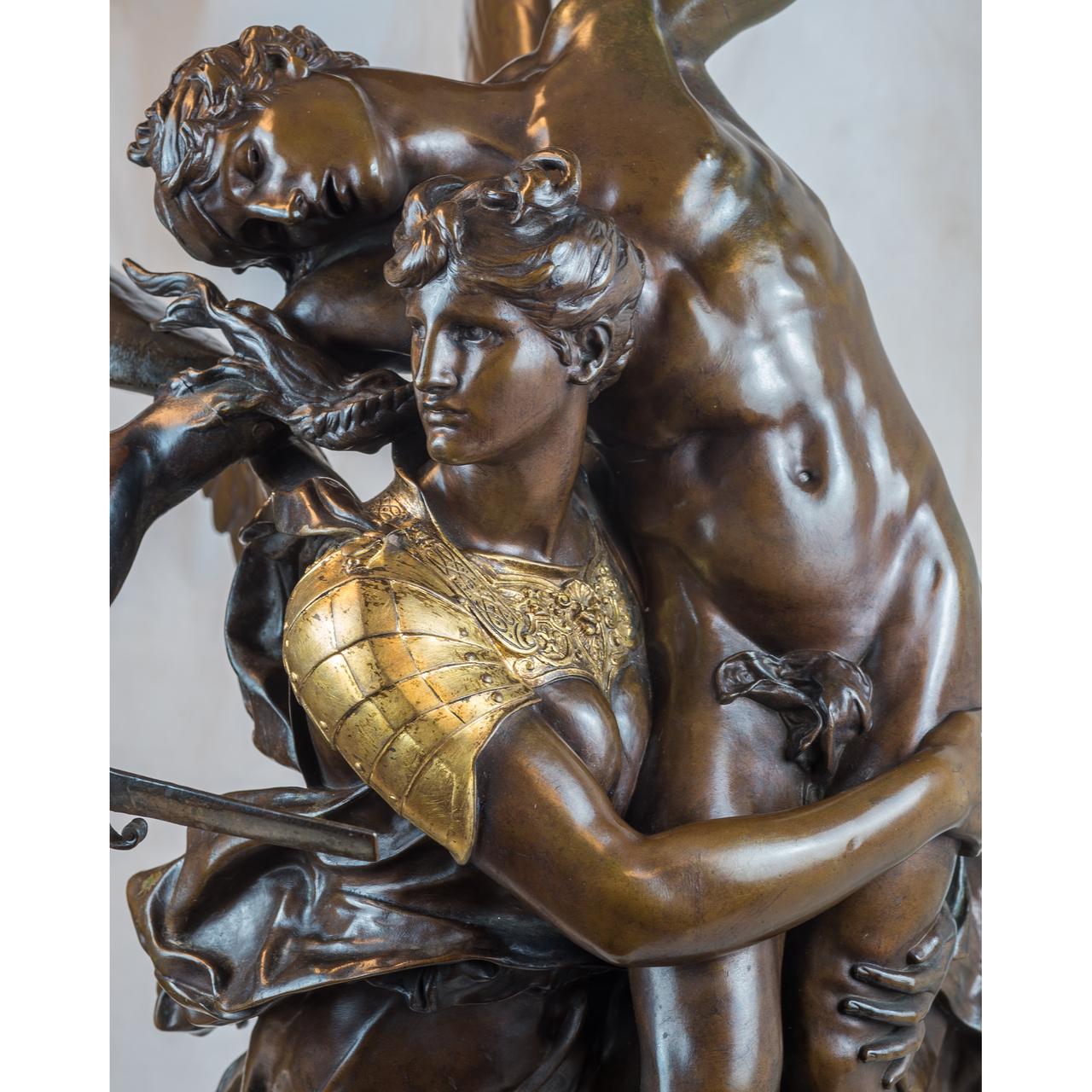 Bronze Figural Sculpture of Gloria Victis by Antonin Mercié - Gold Figurative Sculpture by Marius Jean Antonin Mercié