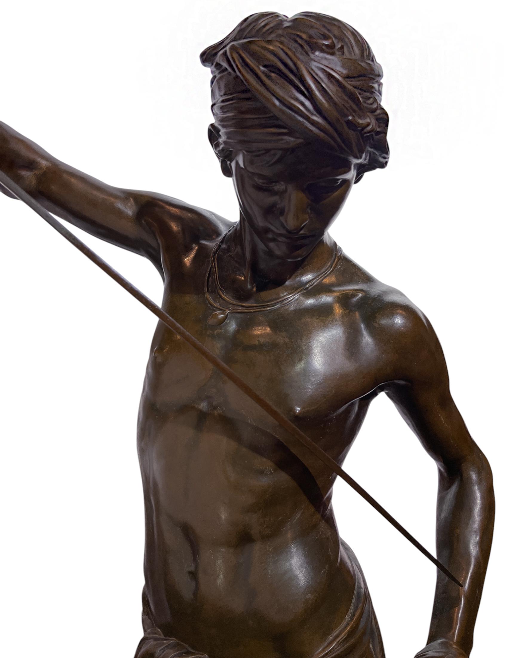 David Slaying Goliath Large Figural Bronze Statue by Antonin Mercie - Sculpture by Marius Jean Antonin Mercié
