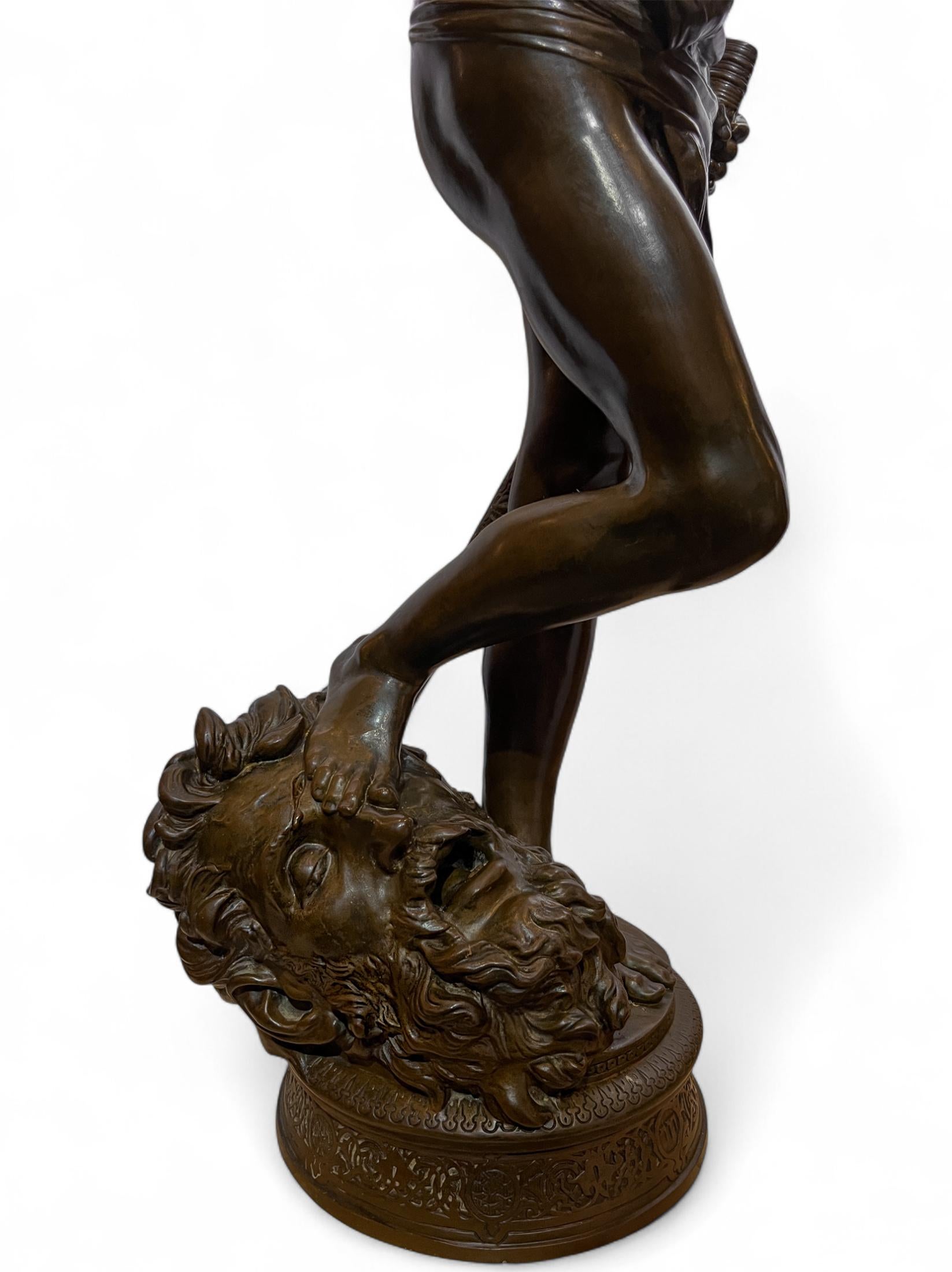 David Slaying Goliath Large Figural Bronze Statue by Antonin Mercie For Sale 3