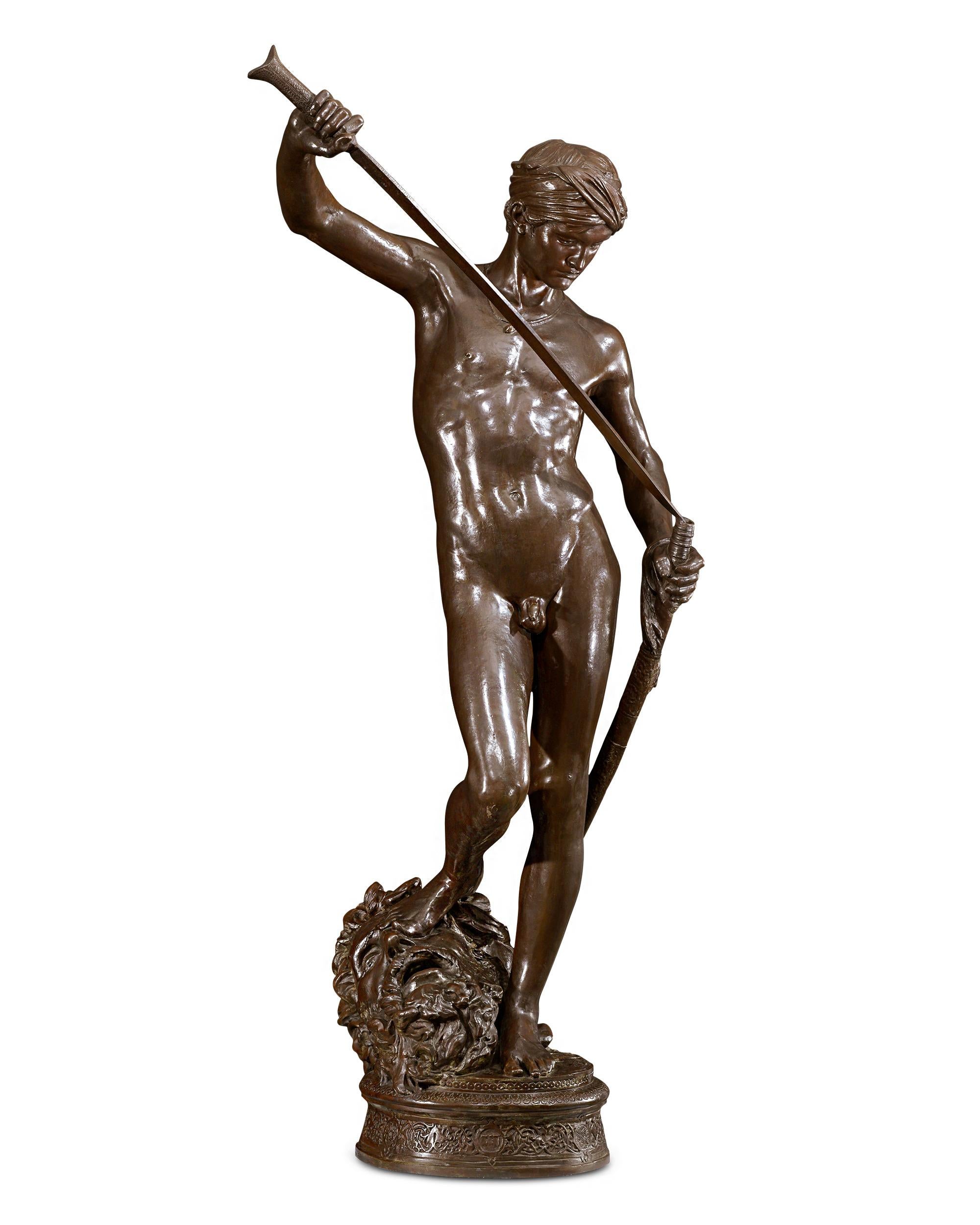 Marius Jean Antonin Mercié Nude Sculpture - David Vainqueur De Goliath By Antonin Mercié