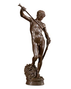 Antique David Vainqueur De Goliath By Antonin Mercié