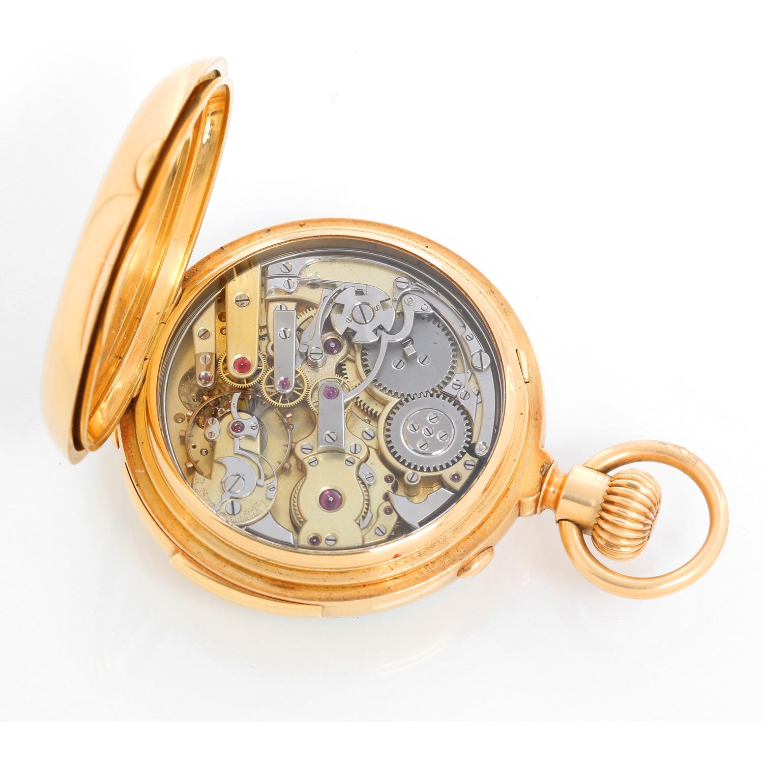 Men's Marius Lecoultre Very Fine Gold Minute Repeater with Split Second Chronograph For Sale