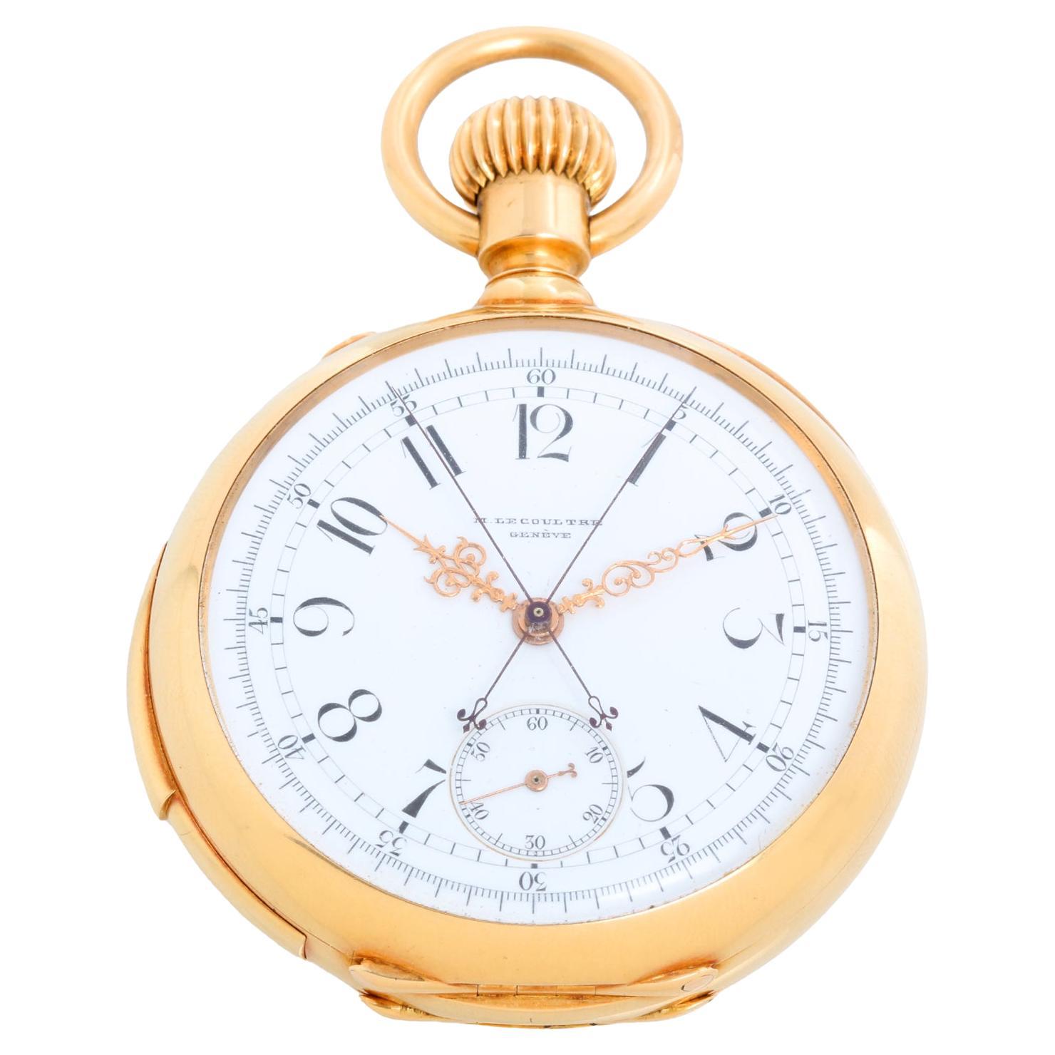 Marius Lecoultre Très beau transmetteur d'heures en or avec seconde chronographe fendue