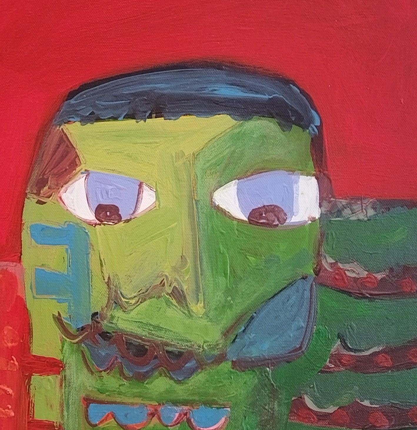 Pittura acrilica figurativa espressionista rossa 
