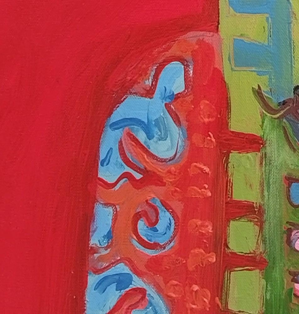 Pittura acrilica figurativa espressionista rossa 