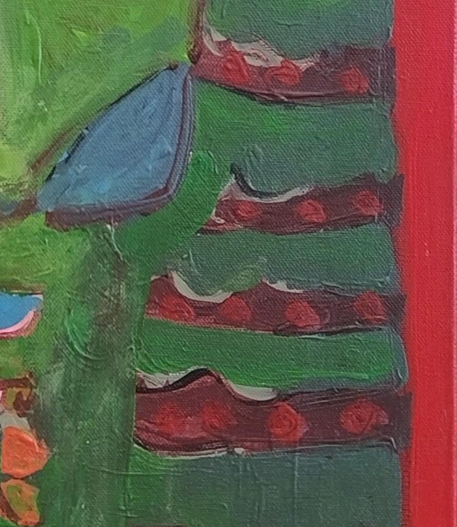 Pittura acrilica figurativa espressionista rossa 