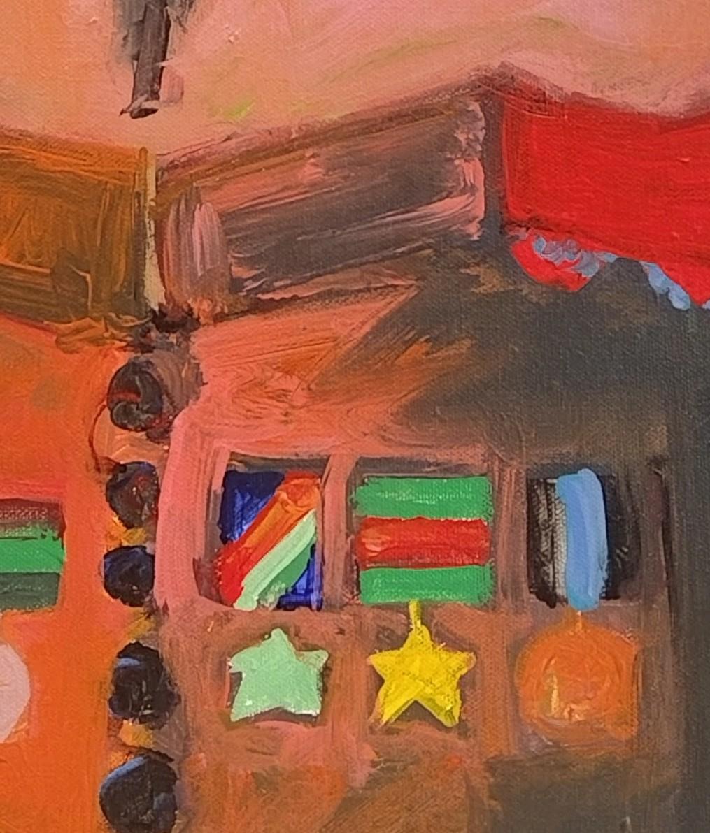 Pintura acrílica figurativa expresionista lúdica roja 