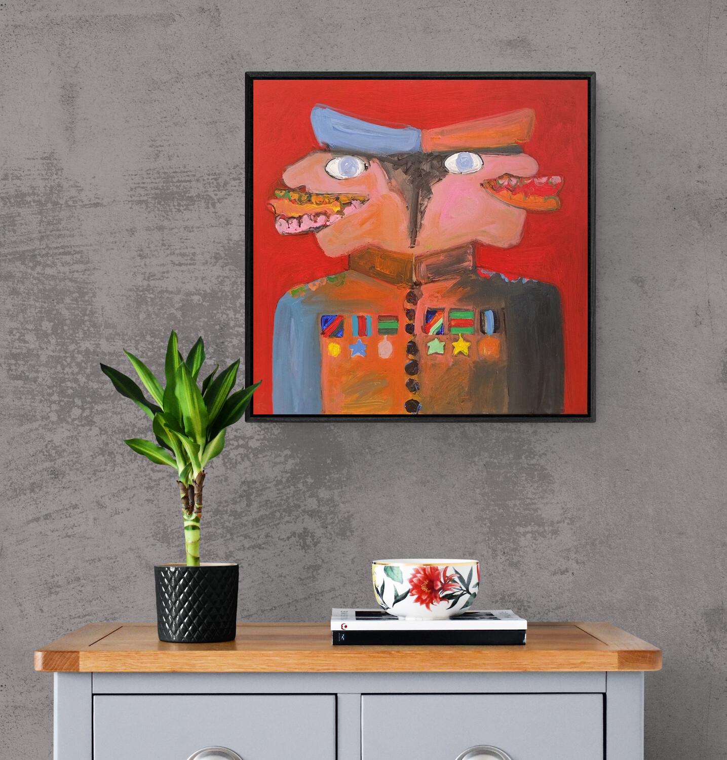 Pintura acrílica figurativa expresionista lúdica roja 