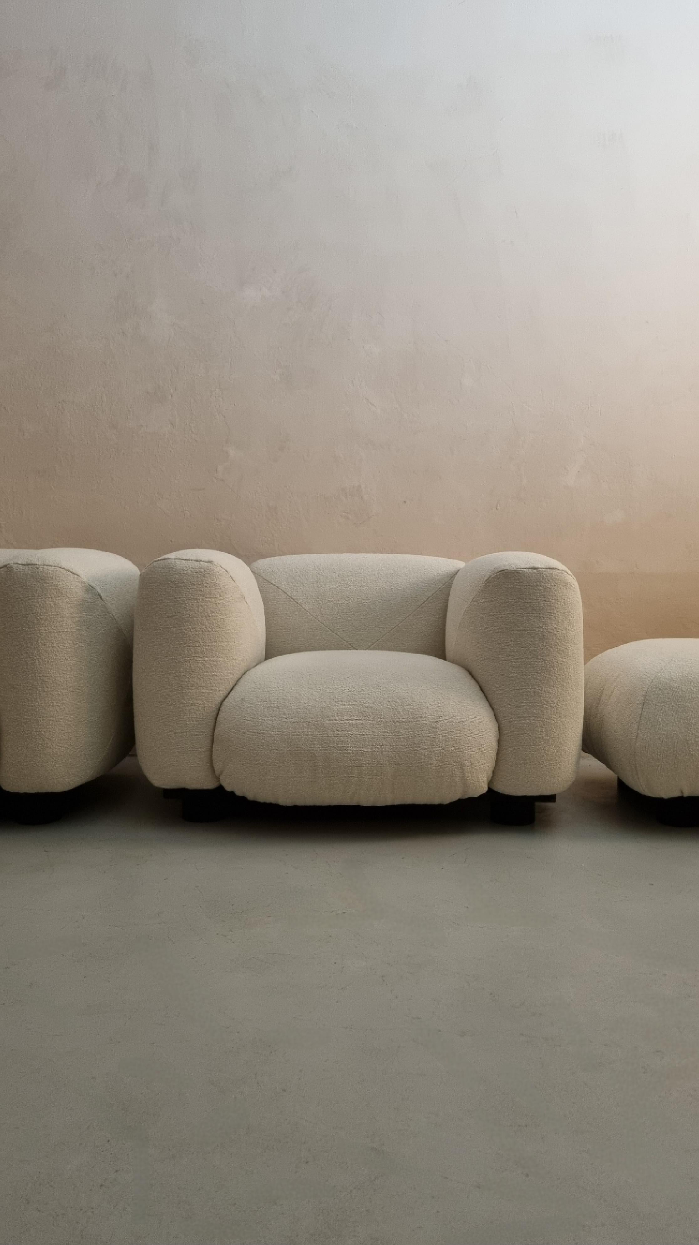 Late 20th Century Fauteuils et pouf Marius & Marius conçus par Mario Marenco pour Arflex 1971 en vente
