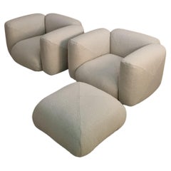 Marius & Marius armchairs and pouf designed by Mario Marenco For Arflex 1971