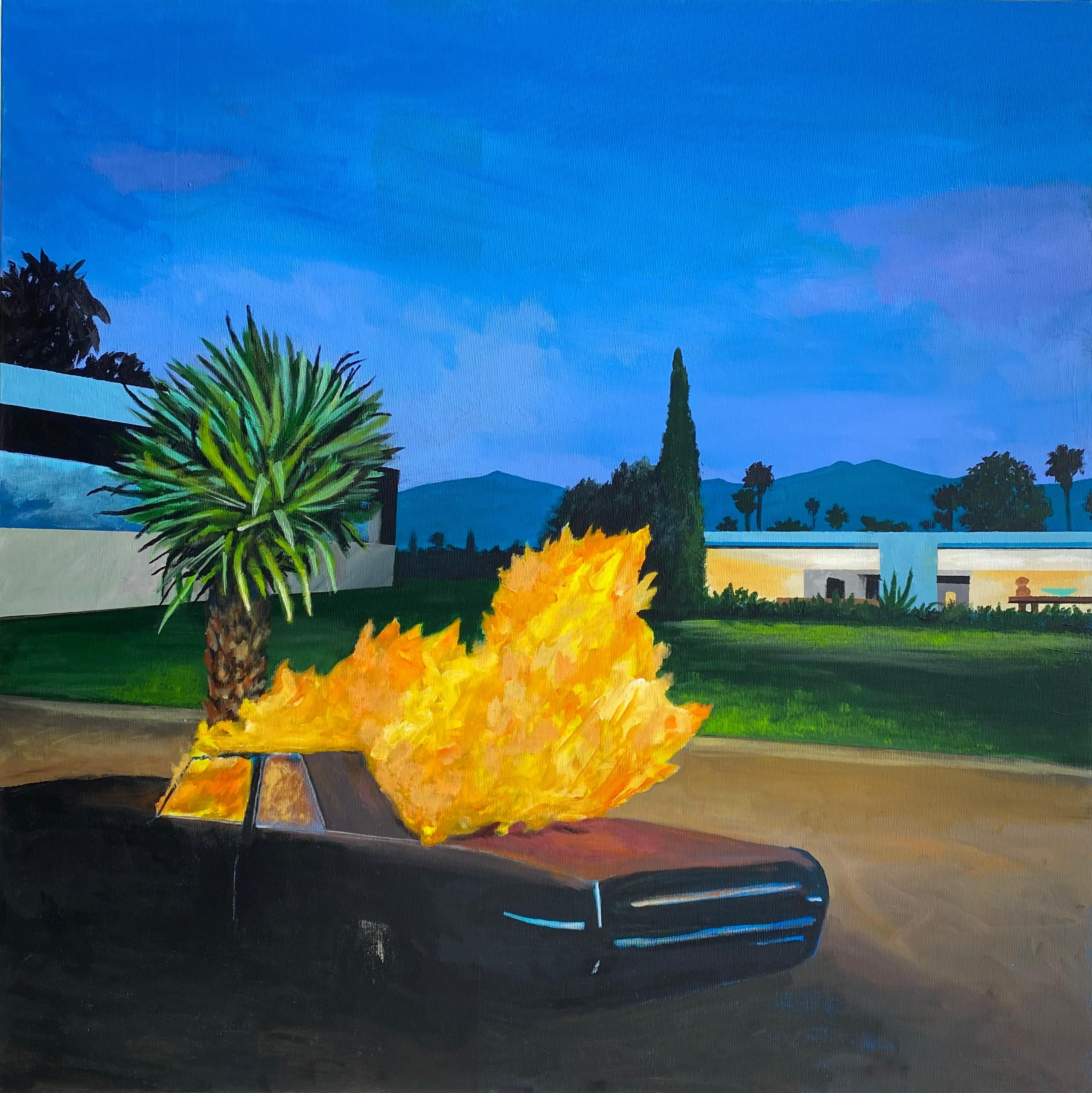 Marius Messinese Figurative Painting – In Flammen