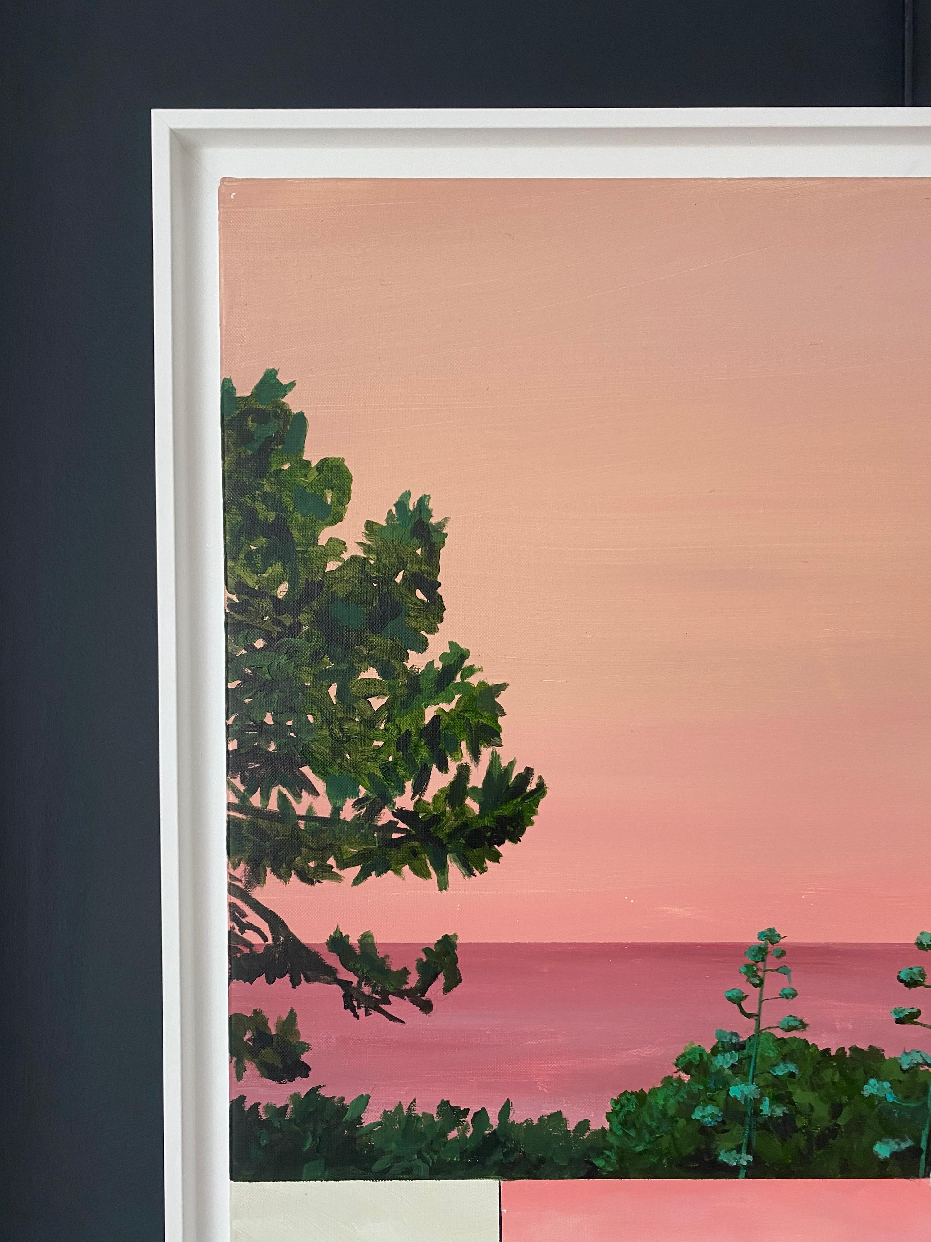 Vue sur la mer - Beige Figurative Painting par Marius Messinese
