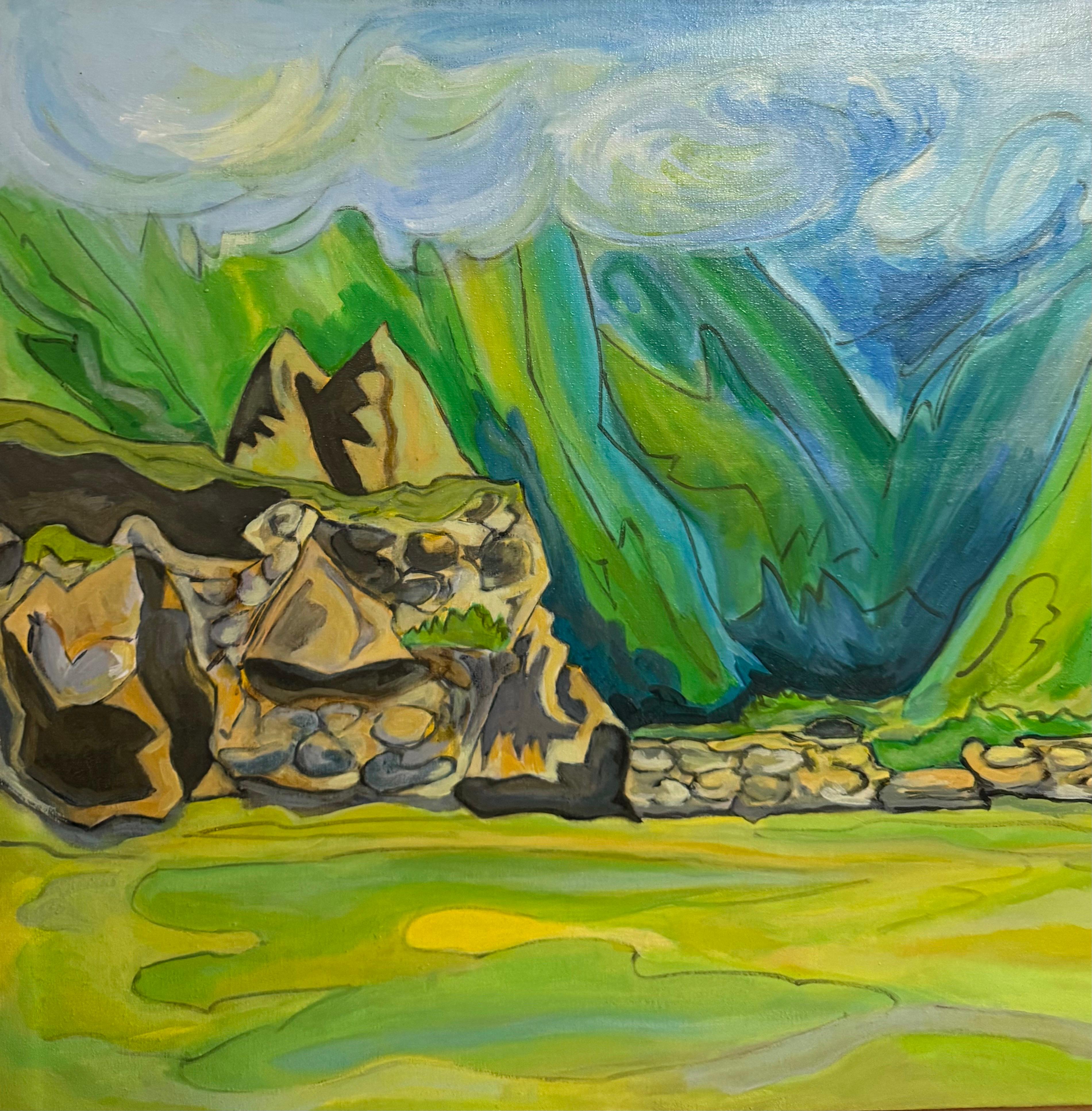 Large Venezuelan Modernist Abstract Oil Painting Machu Picchu Marius Sznajderman For Sale 3