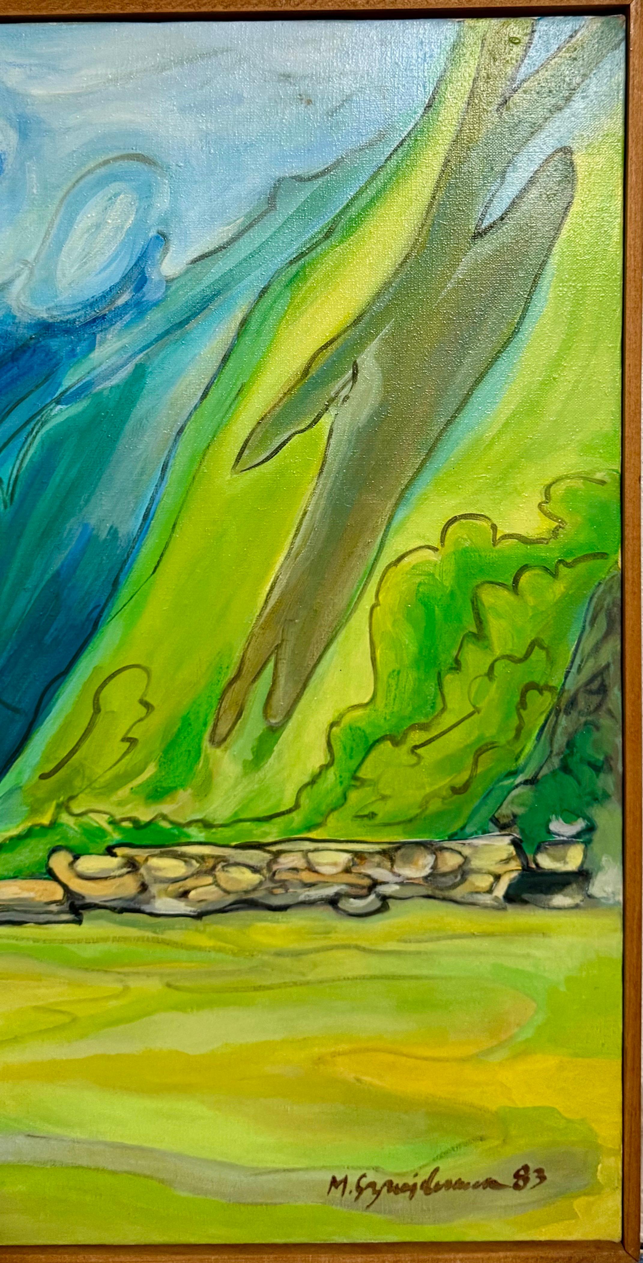 Large Venezuelan Modernist Abstract Oil Painting Machu Picchu Marius Sznajderman For Sale 4