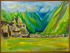 Large Venezuelan Modernist Abstract Oil Painting Machu Picchu Marius Sznajderman