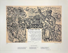 ELEGY FOR MY SHTETL Signierte Lithographie mit 1938 Yiddishem Gedicht, jüdische Geschichte