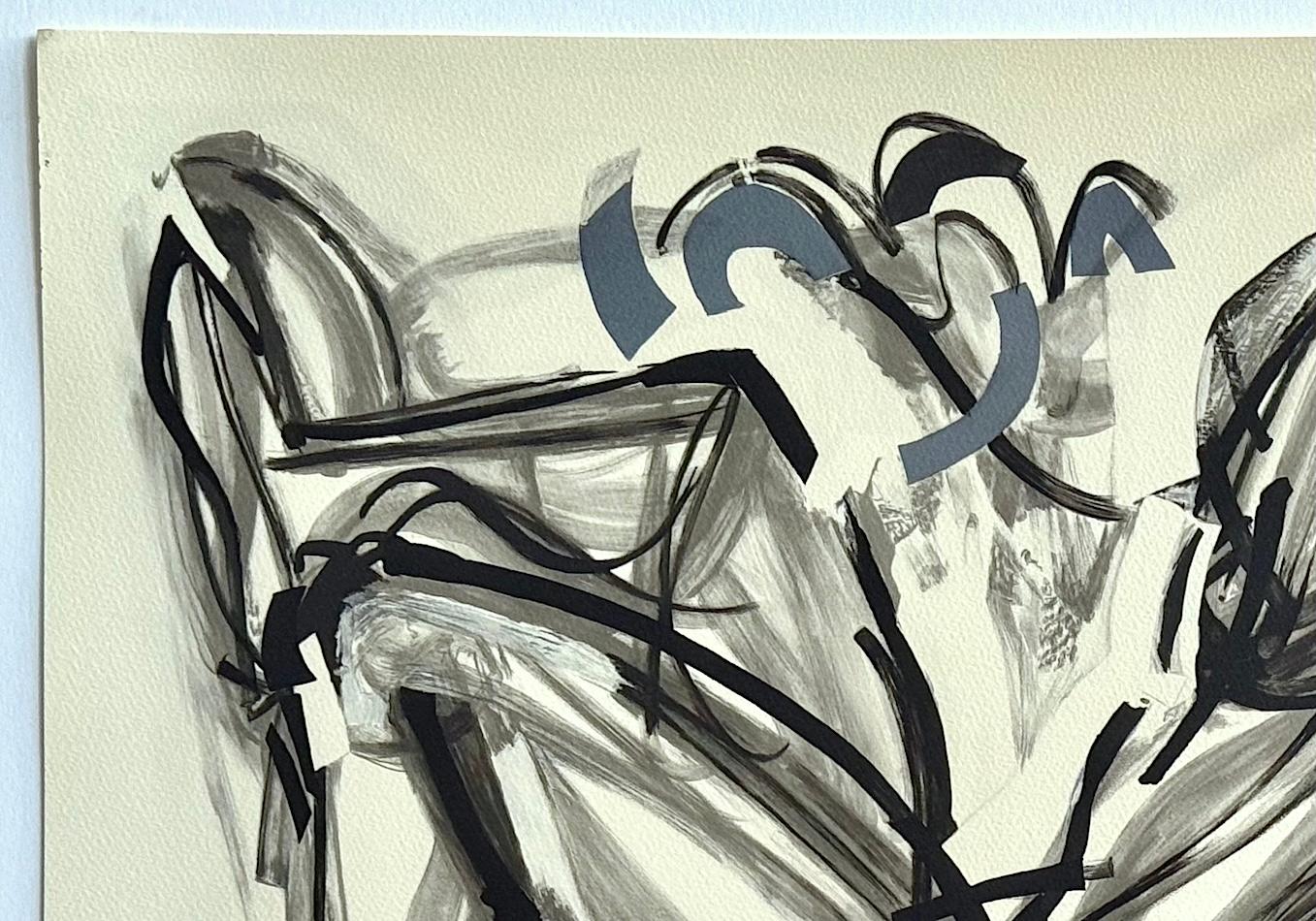 ICARUS I Litografía Firmada, Figura Masculina Abstracta, Mitología Griega, Negro, Gris - Print Abstracto de Marius Sznajderman