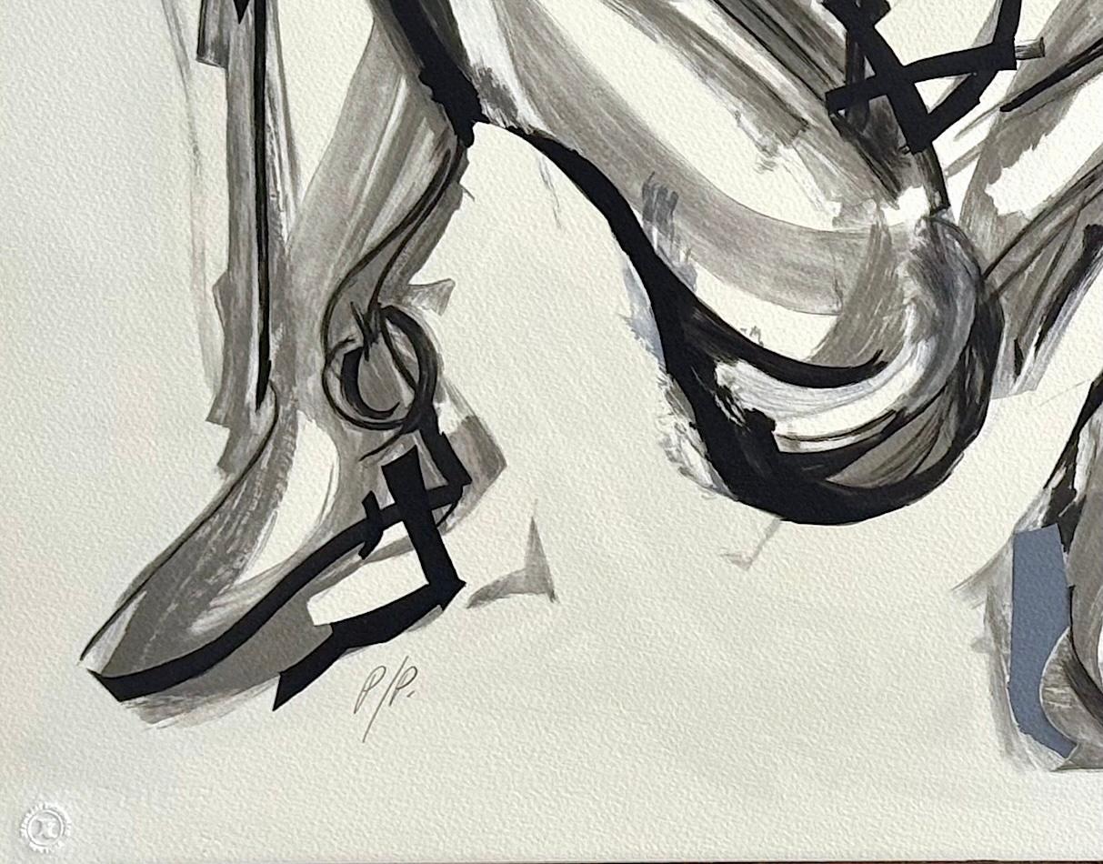 ICARUS I Litografía Firmada, Figura Masculina Abstracta, Mitología Griega, Negro, Gris en venta 1