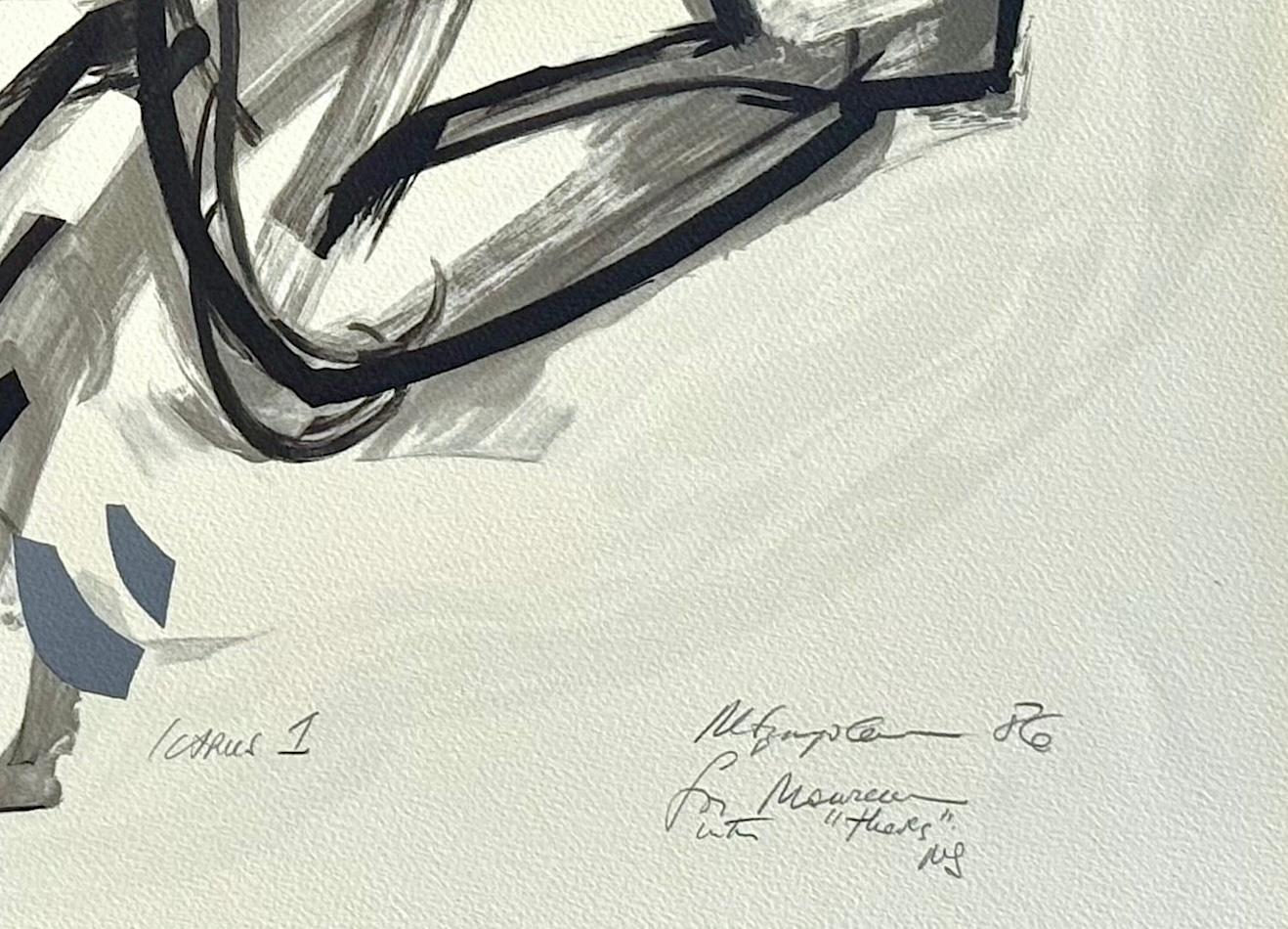 ICARUS I Litografía Firmada, Figura Masculina Abstracta, Mitología Griega, Negro, Gris en venta 2